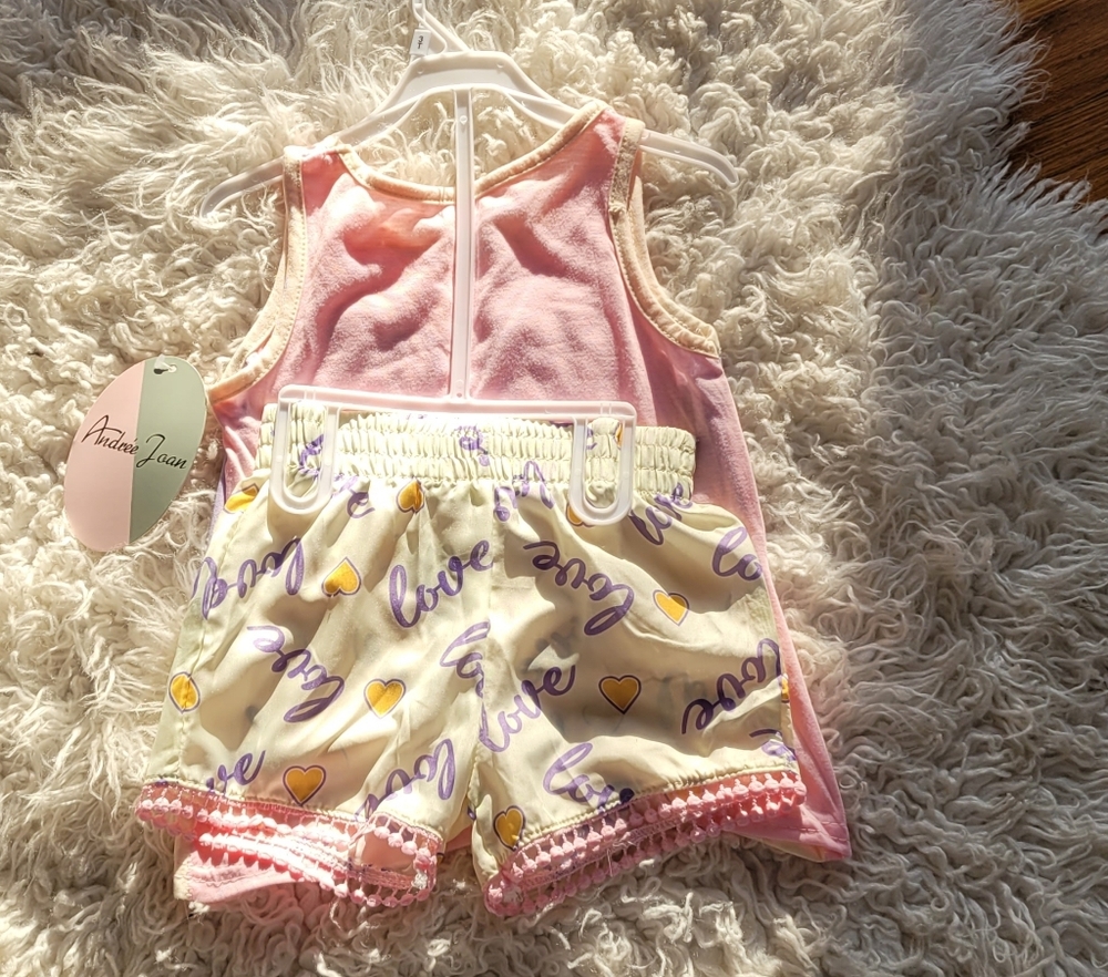 Kids Love Print Tank Top - Pink and Purple - Picture 2 of 3